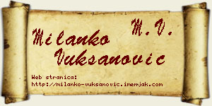Milanko Vuksanović vizit kartica